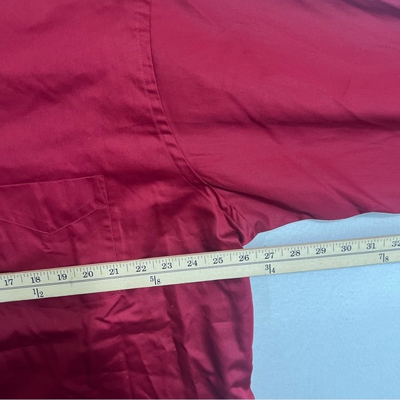 Van Heusen Men Red Button Down Shirt Lux Sateen Size 18 34/35 - Picture 5 of 7